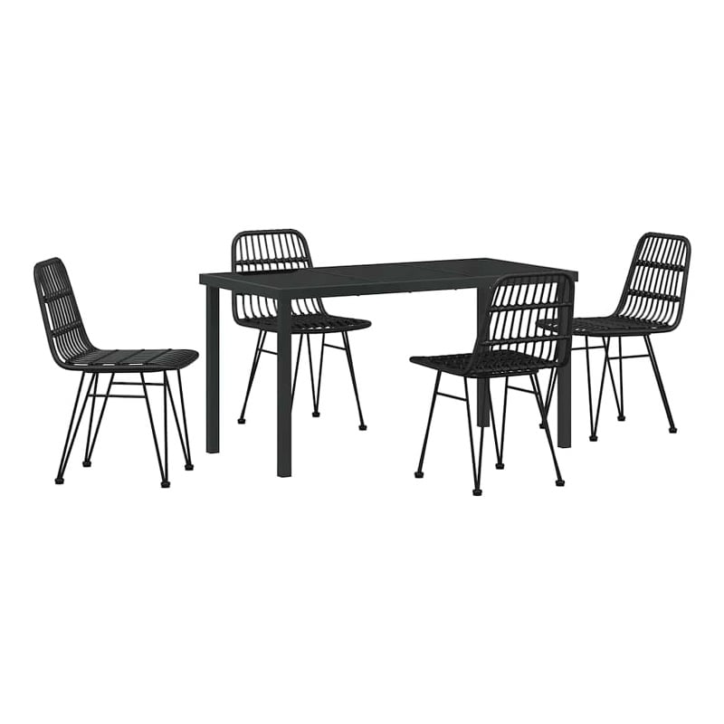 Afuera Living 5 Piece Poly Rattan Garden Dining Set in Black