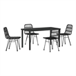 Afuera Living 5 Piece Poly Rattan Garden Dining Set in Black
