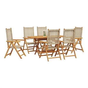 Afuera Living 7 Piece Poly Rattan Garden Dining Set in Brown