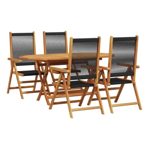 Afuera Living Contemporary 5 Piece Garden Dining Set in Black