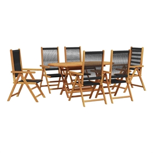 Afuera Living Contemporary 7 Piece Garden Dining Set in Black