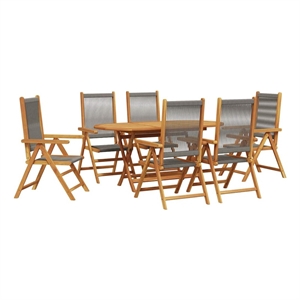 Afuera Living Contemporary 7 Piece Garden Dining Set in Gray