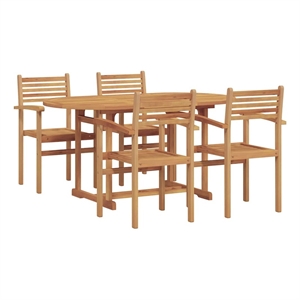 Afuera Living Contemporary 5 Piece Garden Dining Set in Brown