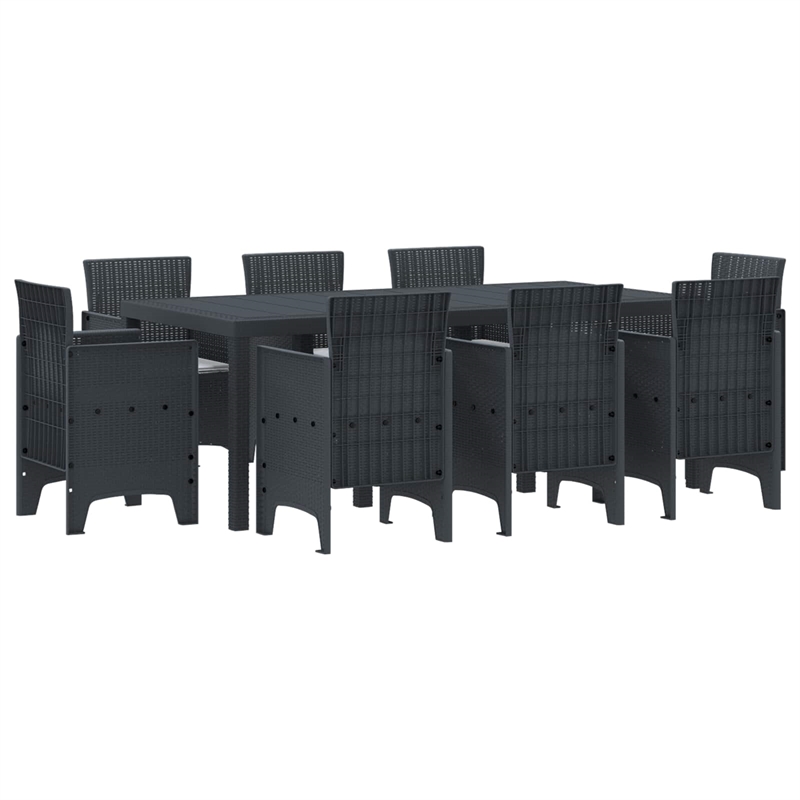 Afuera Living Contemporary Poly Rattan Garden Dining Set in Anthracite