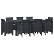 Afuera Living Contemporary Poly Rattan Garden Dining Set in Anthracite