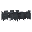 Afuera Living Contemporary Poly Rattan Garden Dining Set in Anthracite