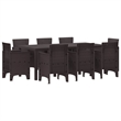 Afuera Living Contemporary Poly Rattan Garden Dining Set in Brown
