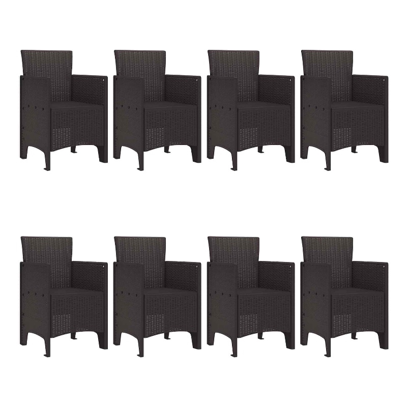 Afuera Living Contemporary Poly Rattan Garden Dining Set in Brown