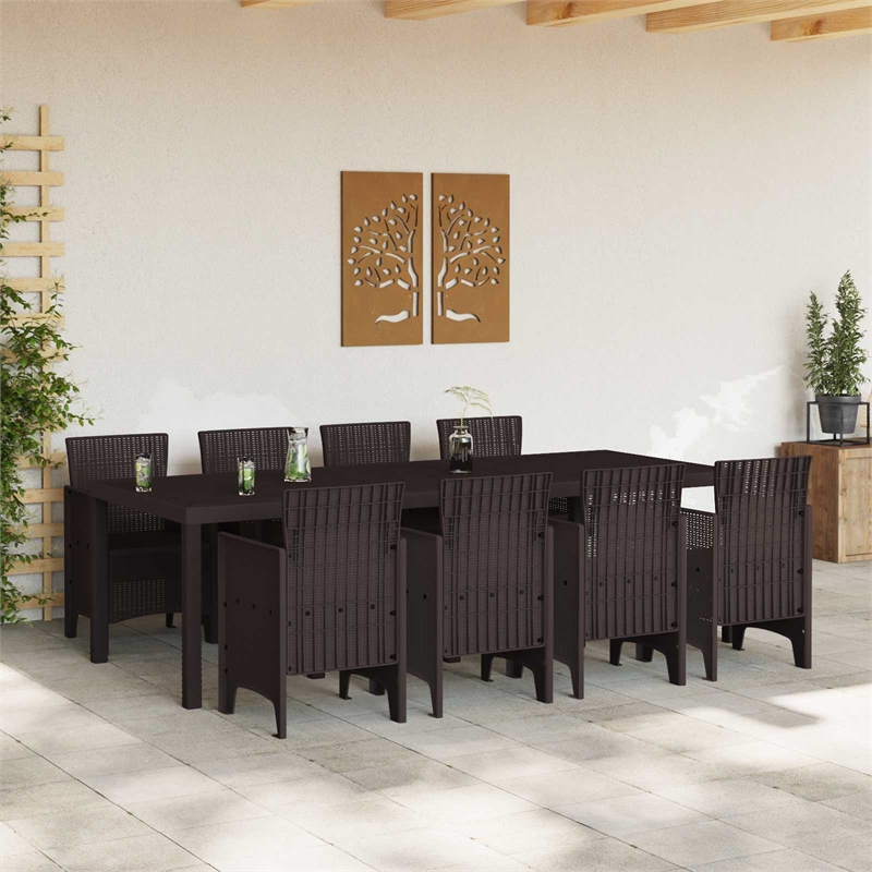Afuera Living Contemporary Poly Rattan Garden Dining Set in Brown