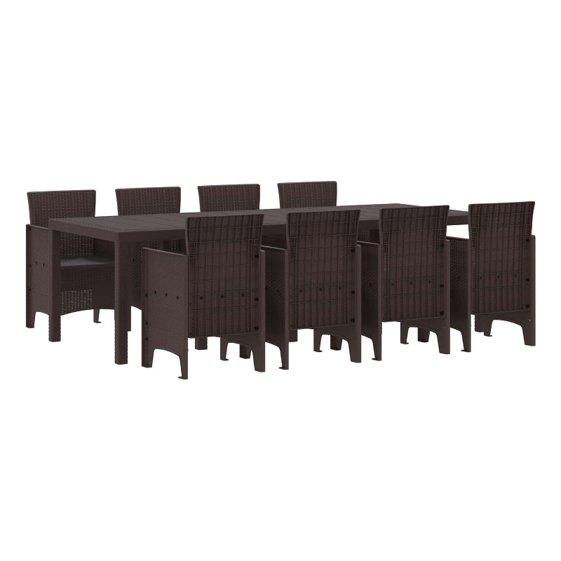 Afuera Living Contemporary Poly Rattan Garden Dining Set in Brown