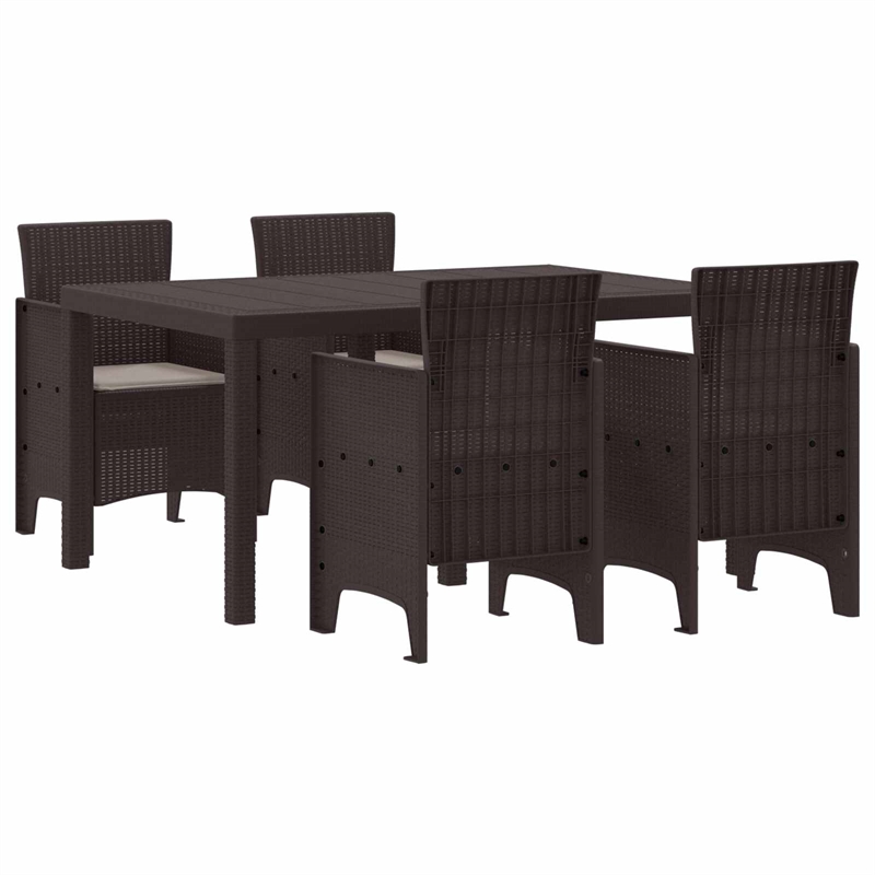 Afuera Living 5 Piece Poly Rattan Garden Dining Set in Brown