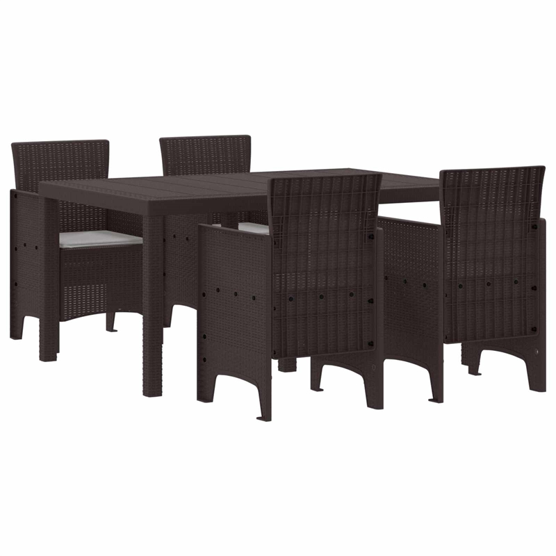 Afuera Living 5 Piece Poly Rattan Garden Dining Set in Brown