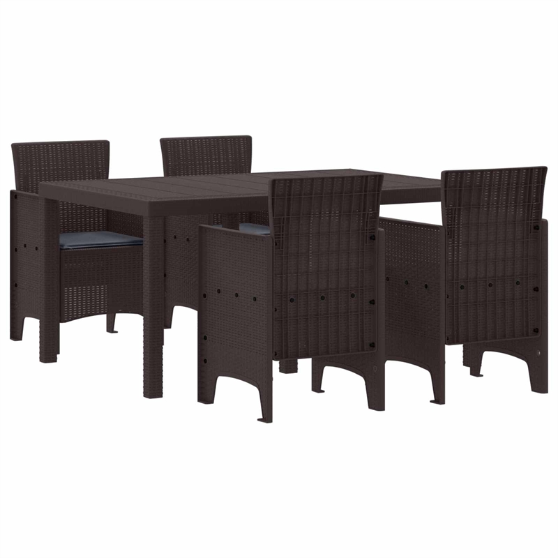 Afuera Living 5 Piece Poly Rattan Garden Dining Set in Brown