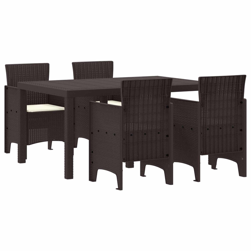 Afuera Living 5 Piece Poly Rattan Garden Dining Set in Brown