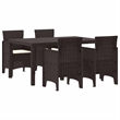 Afuera Living 5 Piece Poly Rattan Garden Dining Set in Brown