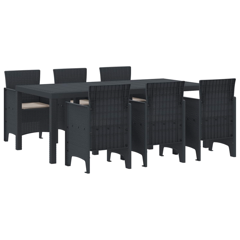 Afuera Living 7 Piece Poly Rattan Garden Dining Set in Anthracite