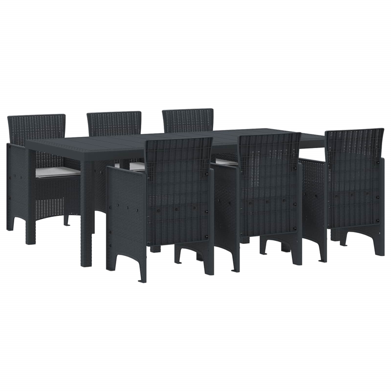 Afuera Living 7 Piece Poly Rattan Garden Dining Set in Anthracite