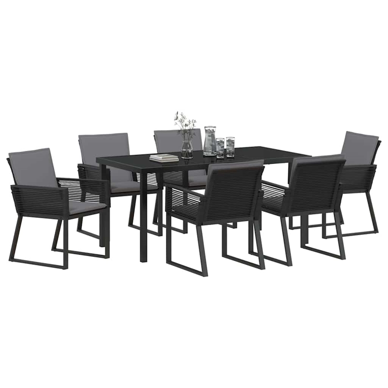 Afuera Living 7 Piece Poly Rattan Garden Dining Set in Black