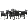 Afuera Living 7 Piece Poly Rattan Garden Dining Set in Black