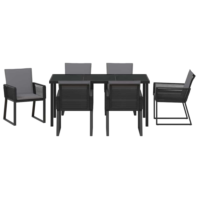 Afuera Living 7 Piece Poly Rattan Garden Dining Set in Black