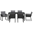 Afuera Living 7 Piece Poly Rattan Garden Dining Set in Black