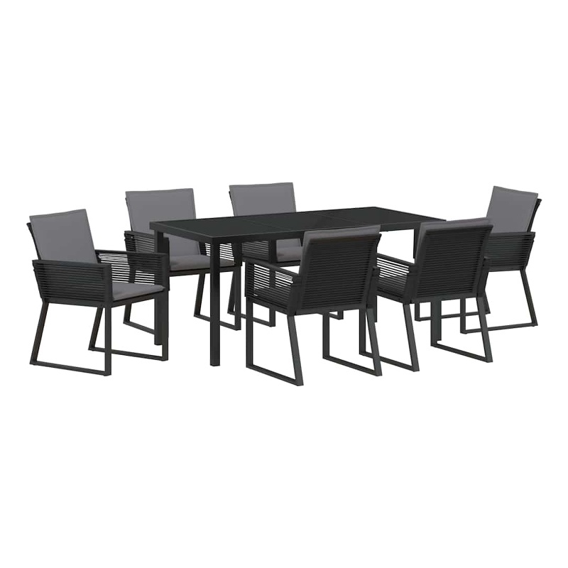 Afuera Living 7 Piece Poly Rattan Garden Dining Set in Black