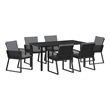 Afuera Living 7 Piece Poly Rattan Garden Dining Set in Black
