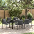 Afuera Living 7 Piece Poly Rattan Garden Dining Set in Black
