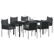 Afuera Living 7 Piece Poly Rattan Garden Dining Set in Black