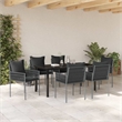 Afuera Living 7 Piece Poly Rattan Garden Dining Set in Black