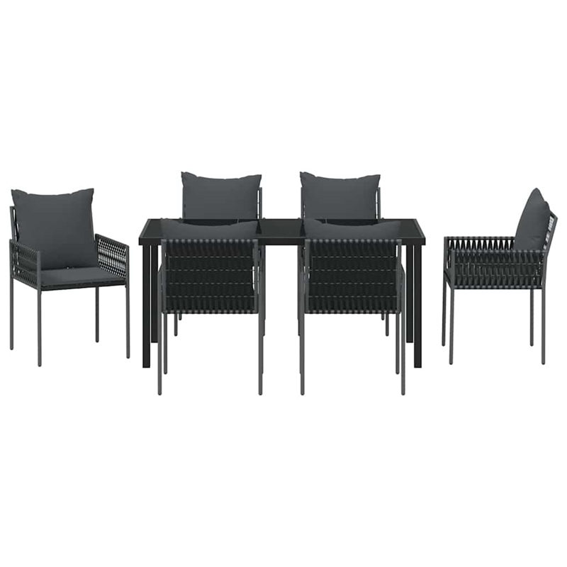 Afuera Living 7 Piece Poly Rattan Garden Dining Set in Black