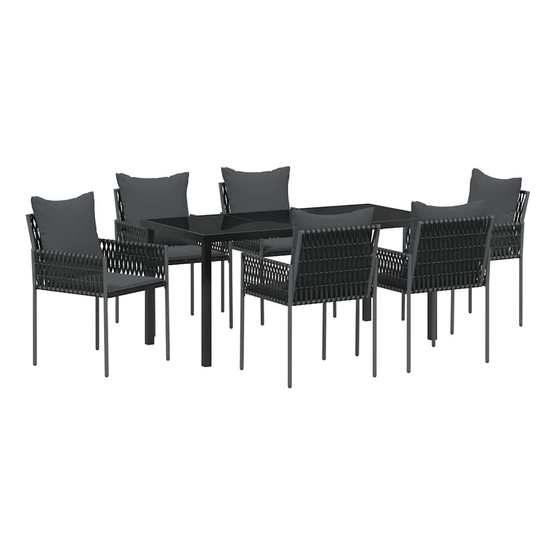Afuera Living 7 Piece Poly Rattan Garden Dining Set in Black