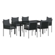 Afuera Living 7 Piece Poly Rattan Garden Dining Set in Black
