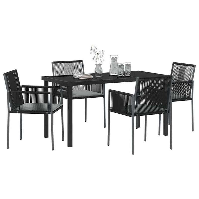 Afuera Living 5 Piece Poly Rattan Garden Dining Set in Black