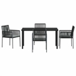Afuera Living 5 Piece Poly Rattan Garden Dining Set in Black