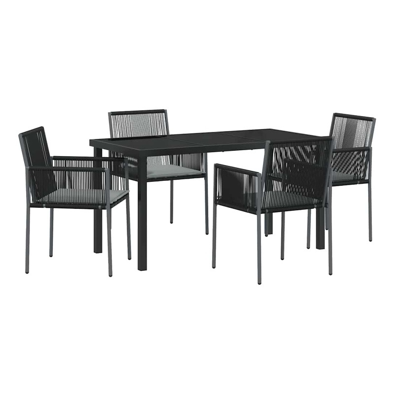 Afuera Living 5 Piece Poly Rattan Garden Dining Set in Black