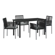 Afuera Living 5 Piece Poly Rattan Garden Dining Set in Black