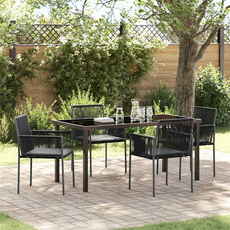 Afuera Living 5 Piece Poly Rattan Garden Dining Set in Black