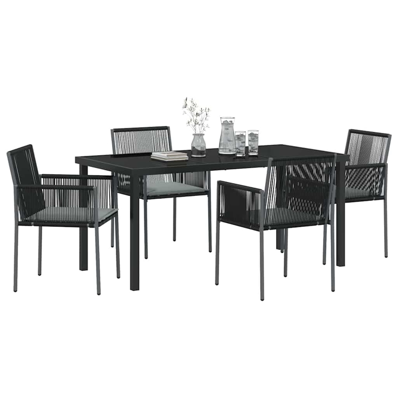 Afuera Living 5 Piece Poly Rattan Garden Dining Set in Black