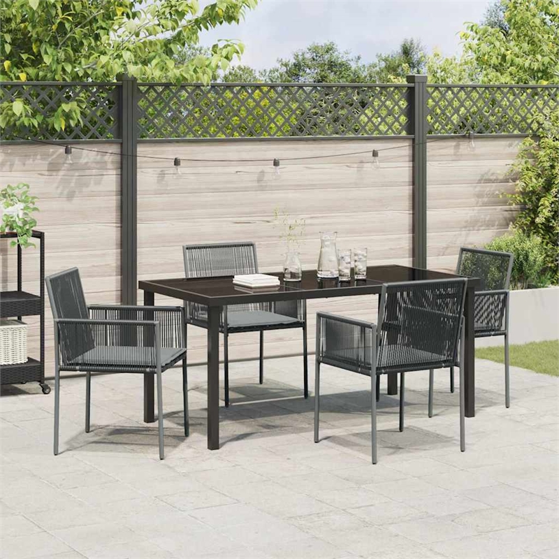 Afuera Living 5 Piece Poly Rattan Garden Dining Set in Black