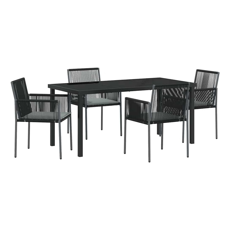 Afuera Living 5 Piece Poly Rattan Garden Dining Set in Black