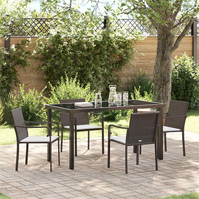 Afuera Living 5 Piece Poly Rattan Garden Dining Set in Black