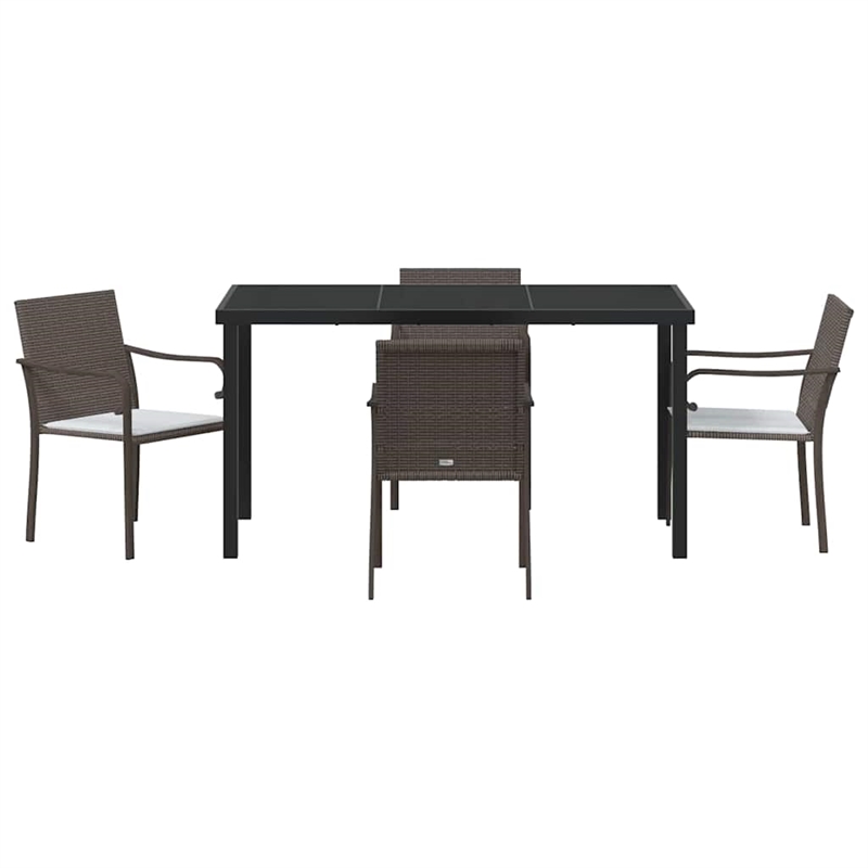 Afuera Living 5 Piece Poly Rattan Garden Dining Set in Black