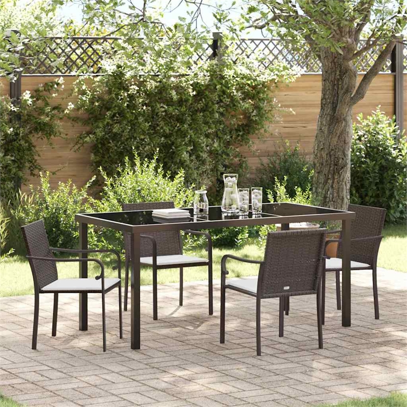 Afuera Living 5 Piece Poly Rattan Garden Dining Set in Black