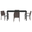 Afuera Living 5 Piece Poly Rattan Garden Dining Set in Black