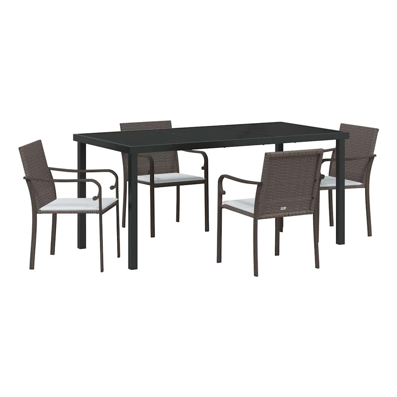 Afuera Living 5 Piece Poly Rattan Garden Dining Set in Black
