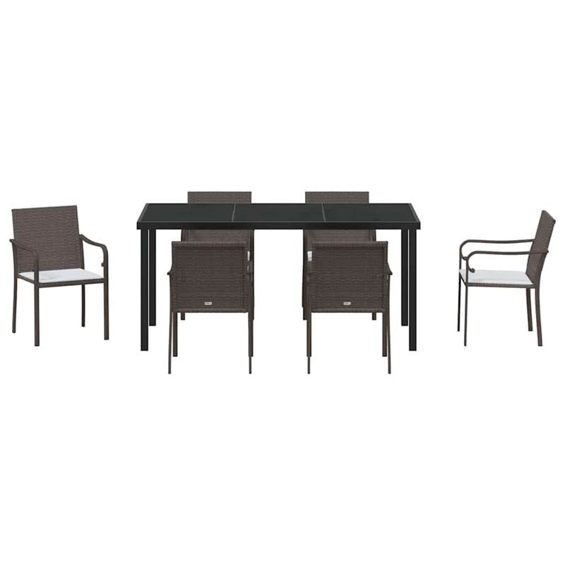 Afuera Living 7 Piece Poly Rattan Garden Dining Set in Black