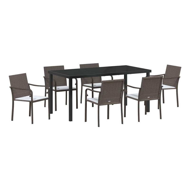 Afuera Living 7 Piece Poly Rattan Garden Dining Set in Black