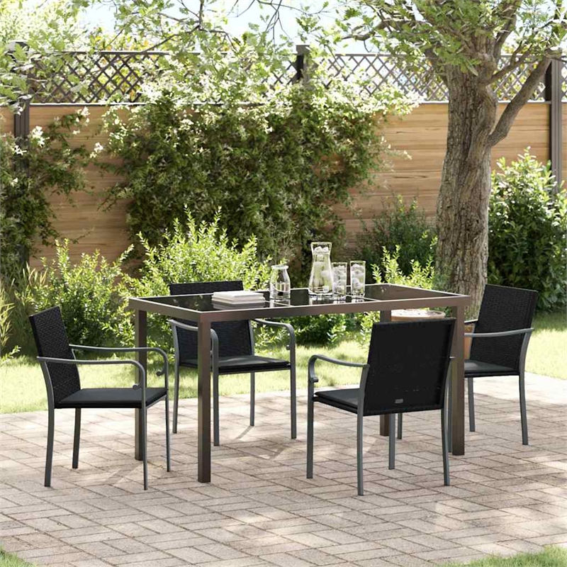 Afuera Living 5 Piece Poly Rattan Garden Dining Set in Black