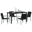 Afuera Living 5 Piece Poly Rattan Garden Dining Set in Black